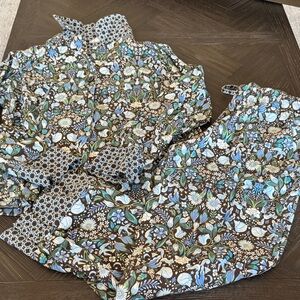Vera Bradley Pajamas, matching set, floral print, blue, brown, cotton, stretch
